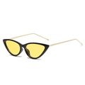 Retro Katzenaugen-Sonnenbrille mit schwarzem Rahmen, gelben Gläsern und goldenen Metallbügeln - Schwarzer Rahmen Goldener Fuß Gelbe Linse C4