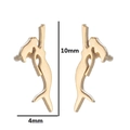 Minimalist gold mermaid silhouette stud earrings for women measuring 10mm by 4mm - Gold Mermaid