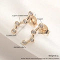 Orecchino a perno luna e stella dorato con cristalli CZ AAA su seta bianca - Stile Costellazione ED09-8