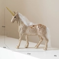 Golden glitter unicorn Christmas tree ornament with white faux hair, 19cm height decoration - Champagne Unicorn