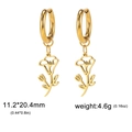 Golden hollow flower earrings in stainless steel, dimensions 11.2x20.4mm, weight 4.6g - Gold Color Morning Glory