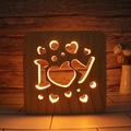 3D wooden night light featuring hollow heart and I love you design with warm LED glow - I Love You/15cm