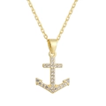 Goldene Anker-Halskette mit funkelnden weißen Zirkonia an einer feinen Gliederkette - 925er Silber / Gold