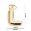 Polished gold 3D balloon letter L pendant with dimensions 17.7mm by 12.7mm and weight 3.2g - Letter L Style (DZ-2818)
