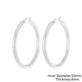 Orecchini a cerchio geometrici argento 50mm da donna con finitura a specchio 4mm - Diametro Interno 50mm-Spessore 4mm(KE62251-LO)