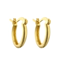 Elegant gold round hoop earrings with colorful cubic zirconia and buckle closure - Gold Smooth Hoop