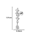 Silver G23 titanium flower labret stud with marquise cut gemstones in 1.91cm length - Marquise Stone Long Style (T2581-2#) / Silver