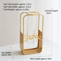 Modern gold metal Love frame vase with glass tube for hydroponic plants and home decor - Desktop Rectangular Hydroponic Vase - Gold