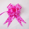 Pink wedding pull bow ribbon with printed heart patterns for gift and car decoration - Heart Print Rose Red