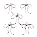 Five polished silver bow alloy charms for DIY necklace and bracelet jewelry making - No. 9 Bowknot-Silver-42*45mm