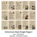 Vintage American recipe decorative scrapbooking paper sheets in 140x200mm size - American Style Recipes