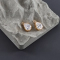 18k gold plated geometric teardrop glass pendants with sparkling cubic zirconia charms - Gold Base Transparent