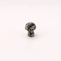 Polished Dalmatian jasper mushroom shaped natural gemstone pendant on pink backdrop - Spotted Stone / 15*20mm