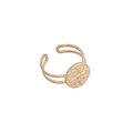 Adjustable golden double-layer stainless steel ring with embossed sunburst star pattern - Gold Sunburst Relief Style (6#)