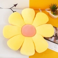 Yellow daisy chair cushion with pink center in striped velvet fabric for office use - 55cm / Yellow