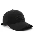 Classic black cotton baseball cap with 3D letter embroidery and adjustable strap - All Black