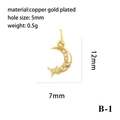 Detail of 18K gold plated copper moon and star pendant with white zircon inlays - Gold Moon Star (B-1)