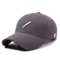 Minimalist dark gray cotton baseball cap with white embroidery and curved brim style - Adjustable / Gray