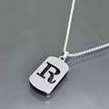 Collier en acier inoxydable argenté avec pendentif rectangulaire ajouré lettre R poli - Lettre R / Argent