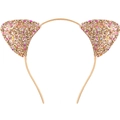 Golden glitter cat ear headband with colorful sequins for girls party accessories - Gold (Coarse Glitter)