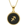 Collier signe zodiaque Sagittaire en acier inoxydable doré 18K avec pendentif rond - Sagittaire