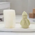 DIY snowman silicone mold set featuring detailed knit texture for handmade scented candles - Towel Snowman