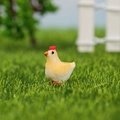 Miniature white resin rooster figurine on green lawn for micro landscape decoration - White Chicken Front (No.7)