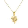 Elegant gold four-leaf clover pendant necklace with sparkling clear crystals on fine chain - Mini Clover Diamond Style (18)