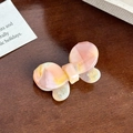Pink and yellow acetate butterfly hair clip with rhinestones on a wooden background - Pink Yellow-4.5cm