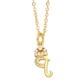 Detailed macro view of gold letter P pendant with crown design and pavé crystals - Letter Q
