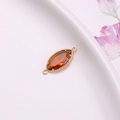 Amber crystal marquise double pendant connector in gold finish for DIY jewelry making - Brown