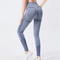 Legging de yoga sans couture taille haute bleu violet avec détails en mesh alvéolé - Bleu