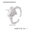 Bague cœur en acier titane argenté avec texture gaufrée et incrustation de zircon - Style Texture Coeur Argent