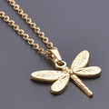 Elegant gold dragonfly pendant necklace with minimalist O-chain for women - Necklace / Gold