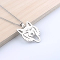 Men's hip hop silver hollow wolf head pendant necklace made of stainless steel jewelry - Wolf Head Pendant + 60cm Chain
