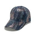 Sparkly dark blue denim baseball cap with rose gold sequins for men and women - M (56-58cm) / Navy Blue