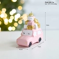 Pink Christmas car ornament with festive gift boxes and a golden hanging string - Pink Gift Car