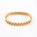 Elegante pulsera de acero inoxidable dorado con eslabones de engranaje para hombre - Dorado