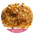 Mezcla de cuentas de vidrio Miyuki en tonos ámbar dorado para creación de joyas DIY - Estilo de Formas Mixtas (Mix3112) / 10g aprox. 500 cuentas / Dorado