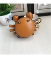 Porte-monnaie crabe orange-marron en cuir de litchi avec porte-clés en métal doré élégant - Jaune Petit
