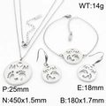 Conjunto de joyas de acero inoxidable plateado con collar MOM pulsera y pendientes - Conjunto de 3 Piezas Color Acero (KS218441-KLX)