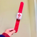 Cute red plush slap bracelet with Mahjong Hong Zhong design for festive wrist decoration - Mahjong Red Zhong
