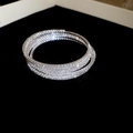 Elegante meerlaagse zirkonia bloem armband met glinsterende zilveren plating voor dames - Zilver-5 Cirkels (2#HB3099)