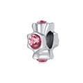 Pink heart petal charm bead with faceted crystals for DIY jewelry bracelet - Cross Gemstone