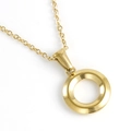 Minimalist 18K gold plated stainless steel necklace with a hollow round pendant - Letter O / Gold