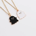 Set di due collane di Halloween con pendenti a fantasma in nero e bianco e catena d'oro - Set Fantasmi Bianco e Nero
