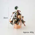 30cm mini Christmas tree with gold baubles, LED lights, and lace ribbon in metallic pot - 30cm White Frosted Mini Tree Decor Set With LED String