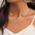 Kleurrijke emaille madeliefje choker ketting met levendige bloempatronen op goudkleur - Ketting / Veelkleurige Bloem