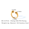 Detailed view of 18K PVD gold plated 304 stainless steel ring with 6.4g weight and size specs - Adjustable Open / Gold - Rounded Style - G1570