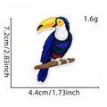 Detailed view of the toucan embroidery patch showing 7.2cm x 4.4cm size and weight - Hawaiian Patch 17# (Toco Toucan)